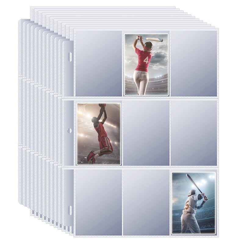 Kitoyz 900 Pockets Baseball Sleeves - Double Side 9-Pocket Trading Card Binder Sleeves Page Protectors Sheet Fits 3 Ring Binder for Game, Sports, Coupons, Business Cards - Image 1
